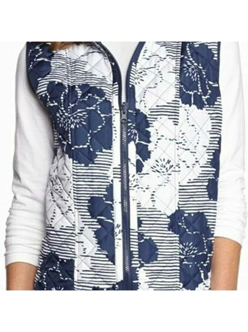 Alfred Dunner Vest Navy White Size 18 NWT